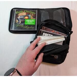 Vintage 90's Case Logic Black CD/DVD Case and CL Profile Portable CD Player Case